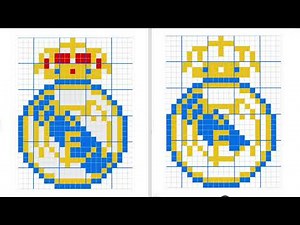 Aprende a dibujar el escudo del Real Madrid pixelado. How to draw pixelated, pixel art. Dessiner.