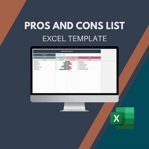 Pros and Cons List: Decision-making Excel Template (instant Download) - Etsy