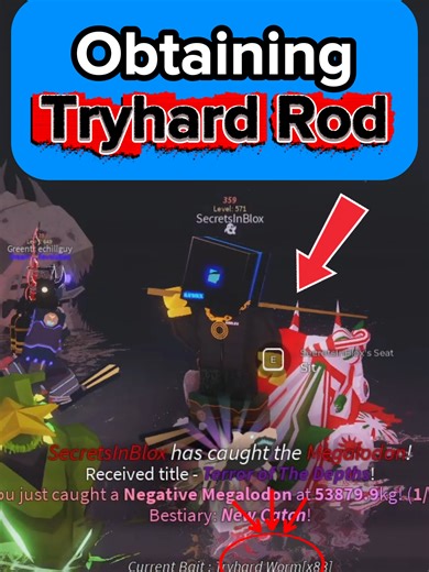 It took me two weeks to obtain the Tryhard rod in Fisch 🥀 And it only gets worse #fisch After trying to catch the megalodon with flimsy rod and tryhard bait for more than two weeks in roblox fisch, I finally managed to do it. This meant I could finally obtain the tryhard rod, but I learned very soon that it was unsuable and you need to put an enchant on it. The best enchant for Tryhard rod seems to be herculean so that's what I got. It's still very difficult to catch any fish, but it's possible