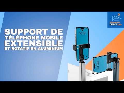 SUPPORT DE TÉLÉPHONE MOBILE EXTENSIBLE ET ROTATIF EN ALUMINIUM
