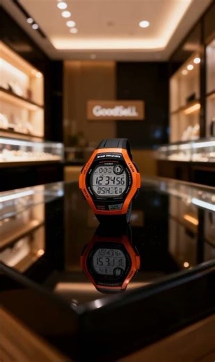 Jam Tangan Pria Casio WS-2000H-4A Digital Orange Dial Black Resin Band Watches