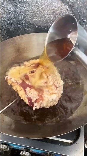 Basting technique in frying meat – juicy cooking process #shorts