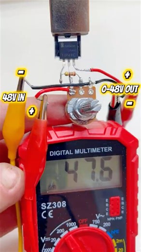Adjustable 0–48V Regulator with TIP41C — Quick Build #TIP41C #DIYElectronics #ElectronicsShorts