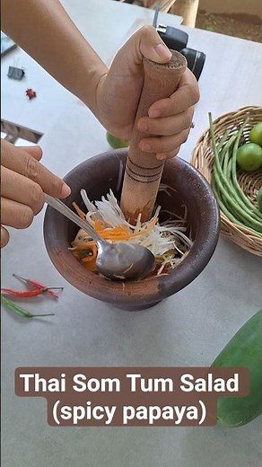 Traditional Thai Som Tum in a Croc Gap Sak
