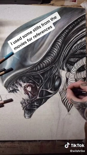 Xenomorph Drawing Process in 30 Hours! 👾