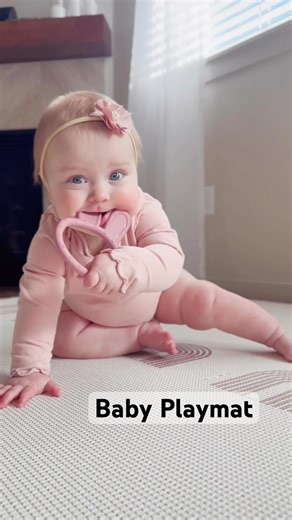 She grabbed my coffee… and I panicked 😅But this play mat?Waterproof. Wipe clean.