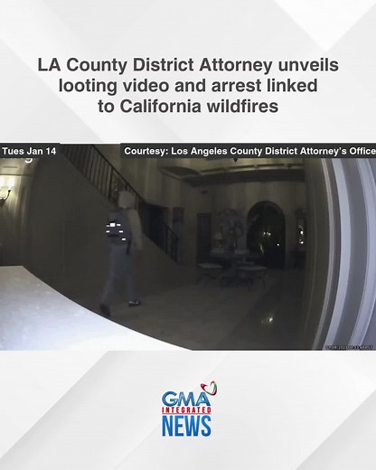 WATCH: During a press conference on Monday, January 13, Los Angeles County District Attorney Nathan Hochman released videos showing a looting incident at an Altadena home, as well as the arrest of a man accused of arson in Azusa, both related to the wildfires affecting California. Courtesy: Los Angeles County District Attorney’s Office via Reuters