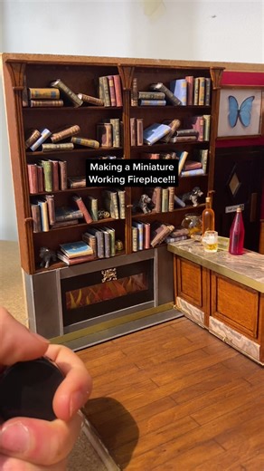 Making a Miniature “Working” Fireplace!! #artprocess #satisfyingart #creative #miniature #fireplace #tiktokart