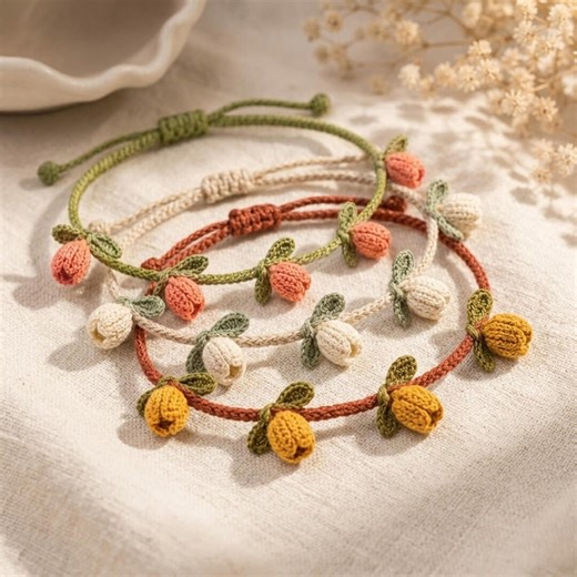 Crochet Tulip Bracelet Pattern PDF, Floral Bracelet Crochet Pattern, Beginner Crochet Jewelry, Tulip Flower Bracelet Gift - Etsy