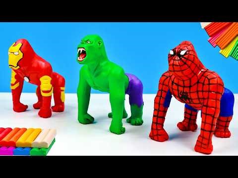 DIY Superheroes King Kong 🦍 Spider-Man x Hulk x Captain America 🔥 Polymer Clay DIY Timelapse
