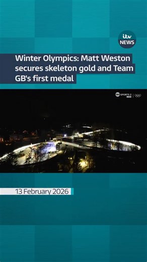 Matt Weston secured Britain’s first medal at the 2026 Winter Olympics as he scooped gold in the men’s skeleton. The dual world champion had dominated from the beginning of the competition, setting track records in both of his first two runs at the Cortina Sliding Centre on Thursday. #itvnews #news #winterolympics | ITV News