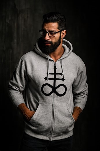 Leviathan Cross Zip Hoodie | Occult Alchemy Symbol, Gothic Chest Print - Etsy