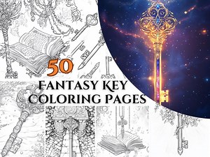 50 Fantasy Key Coloring Pages – Magical Key Designs, Inspiring Coloring Book for Adults, Relaxing Printable Fantasy Coloration Journey - Etsy
