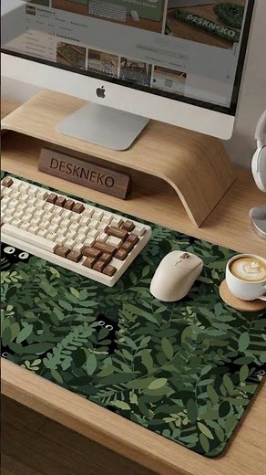 Green Botanical Desk Mat XL XXL Large Forest Leaves Desk Pad for Keyboard and Mouse