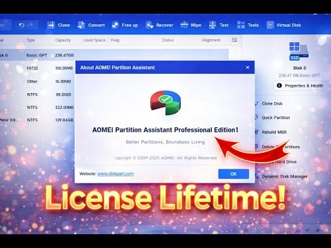 AOMEI Partition Assistant 10.9.1 License Key Lifetime 2026