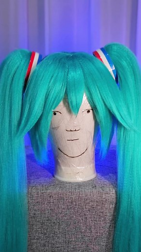 Colorful Miku Wig with Magnetic Ponytails and Hair Accessories