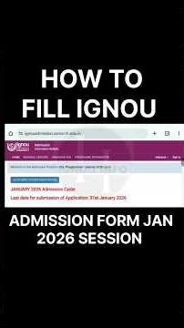 How to Fill IGNOU Admission Form january 2026 | IGNOU Online Admission Form fillup 2026