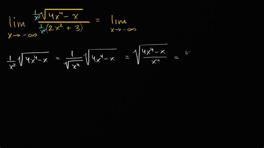 Limits at infinity of quotients with square roots (even power)
