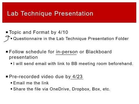 CHEM 1412 Lecture 4/20-4/21 Part 0: End of Semester Lab Assignments