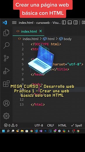 Crear una página web solo con HTML #desarrolloweb #html #cursosonline #web
