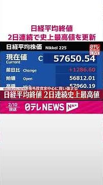 【速報】日経平均終値、2日連続で史上最高値を更新 海外投資家中心に買い強まる #shorts
