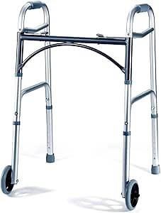 Medical King Silver Aluminum Rolling Walker for Seniors and Adults, 350 Pounds Weight Capacity, Foldable, Classic Style