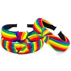 Ronglry Rainbow Headbands Pride Headbands for Women Rainbow Hair Head bands Colorful Stripes Elastic Non-Slip Hair Accessories Gay Pride Headband Bulk LGBTQ Accessories-3
