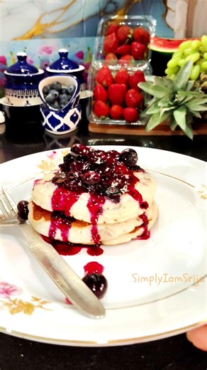Blueberry 🫐 🥞 pancake 🥞 🫐🤤#youtubeshorts #recipe #food #pancake