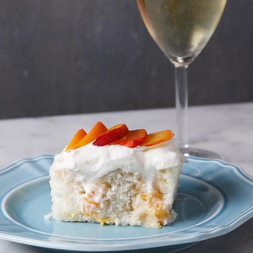 Peaches ‘N’ Cream Poke 'Box' Cake Recipe by Tasty
