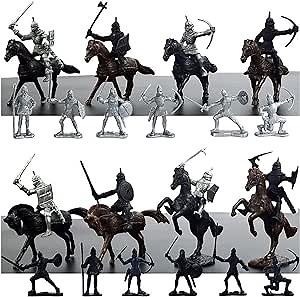 28 Pieces Knight & Horses Soldier Toys Army Men Action Figures, 3 Inch