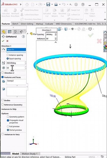 Basket Design in SolidWorks | Sweep & Pattern #shorts