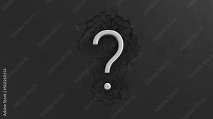 Large White Question mark animation with impact effect on Dark background