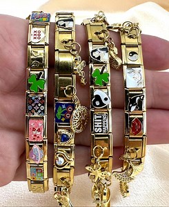 Gold Italian Charm Bracelet, Personalized Italian Bracelet, Vintage Italy Custom Charms Bracelet, Gift for Her, Christmas or Halloween Gift - Etsy