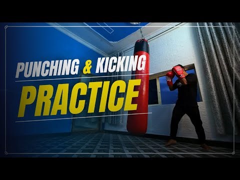 Punching & Kicking Practice on Heavy Bag