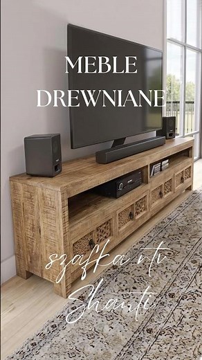 Szafka RTV Shanti 200 cm – meble indyjskie z drewna mango