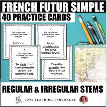 French Futur Simple Practice Cards Review Activity