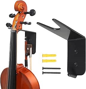 Violin Wall Mount with Bow Holder,Home & Studio Wall Mount Violin Viola Stand，Metal is one, Stable and Strong.