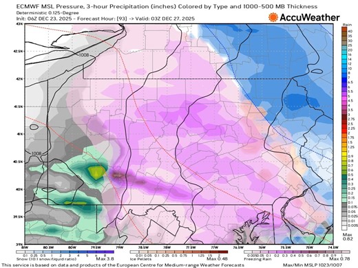Jesse Ferrell on Instagram: "Update on Euro's map for the Pennsylvania area showing precip types Friday night... what a mess!"