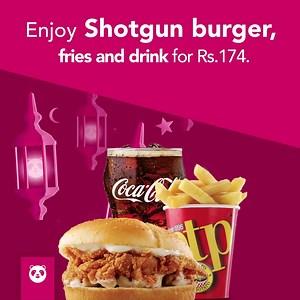 16K views · 364 reactions | Aaj ki Iftar menu mein, kuch special ho jaye! 磻 Get OPTP Ramadan deal and enjoy delicious Shotgun burger, fries and drink for Rs.174. order now: www.foodpanda.pk | foodpanda | Facebook