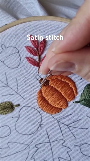 🍁 Fall Motifs Embroidery Pattern – Cozy Autumn Stitching! #embroidery #tutorial #stitch #diy #craft
