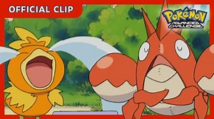 Don't get between a Pokémon and its snacks! 😠 A fight breaks out between our heroes' Pokémon when Corphish eats Torchic's food. | Pokémon