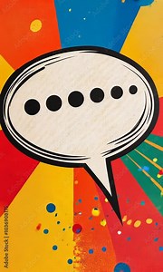 Pop art speech bubble vertical video. Colorful background in pop art retro comic style. Pop art animation vertical video.