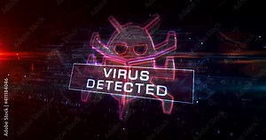 Virus detected symbol, computer protection, cyber attack, phishing, digital worm and bug icon. Futuristic abstract concept 3d rendering.
