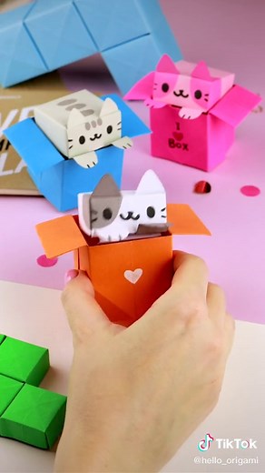 Как сделать оригами котиков в коробочках