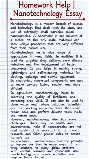 Homework Help | Nanotechnology Essay