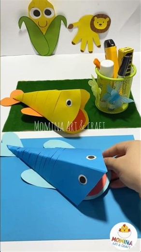 Fish Paper Craft 🐟 | Easy Paper Craft | DIY Paper Fish #papercraft #kidscrafts #diy #craftideas