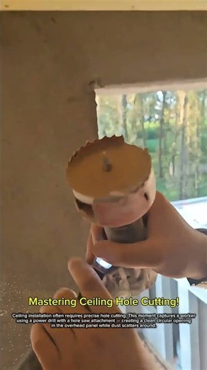 Mastering Ceiling Hole Cutting! #asmr #workers #tools #skills #shorts #construction