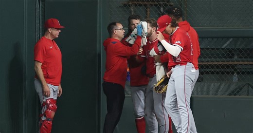 Angels OF Taylor Ward Carted Off After Collision With Wall