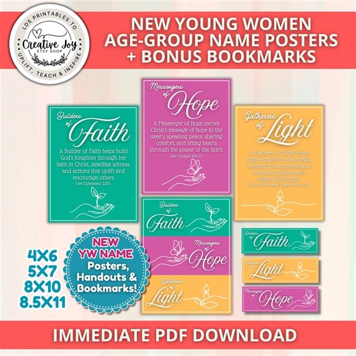 New Young Women Name Posters LDS 2026 | Builders of Faith | Messengers of Hope | Gatherers of Light | YW Printable Posters   Bookmarks - Etsy