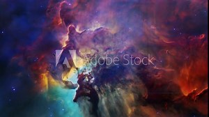 Simulation of the expansion and motion of the star LAGOON NEBULA . image taken by the Hubble telescope Elements of this image provided by NASA.